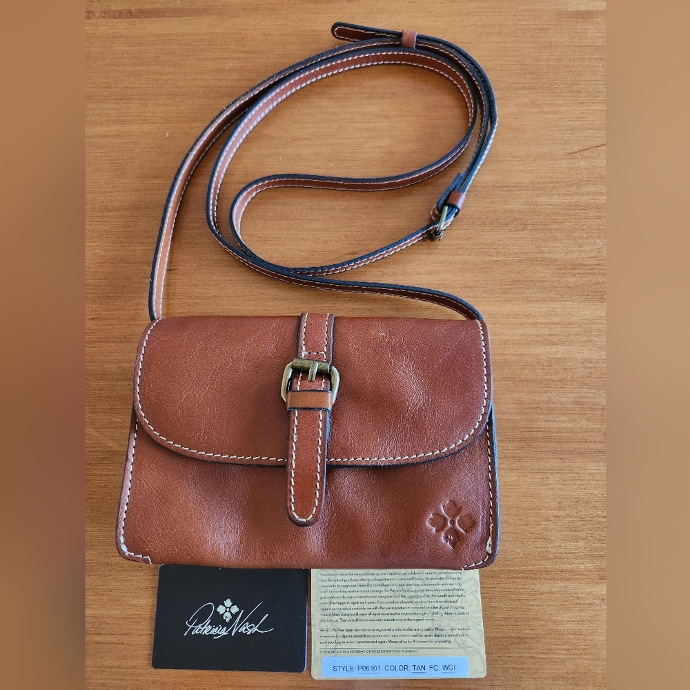 Patricia Nash Torri Cognac Leather Crossbody Bag